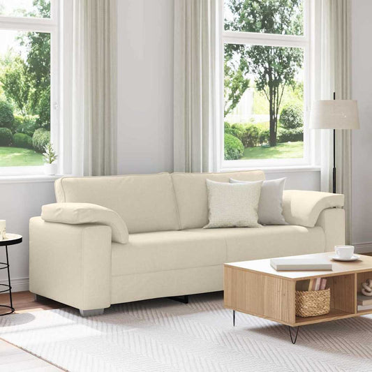 Sofá com almofada com travesseiro Bege 219 x 77 x 82 cm Linho