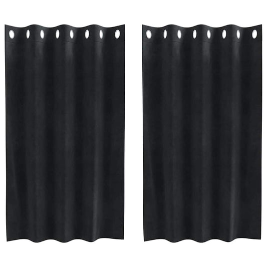 Cortinas com cortinas 2 pcs Preto 140 x 140 cm Veludo