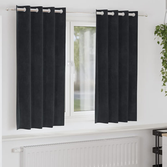 Cortinas com cortinas 2 pcs Preto 140 x 175 cm Veludo