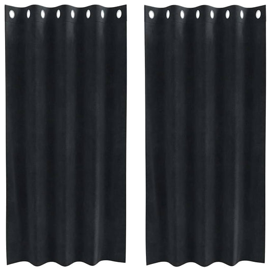 Cortinas com cortinas 2 pcs Preto 140 x 175 cm Veludo