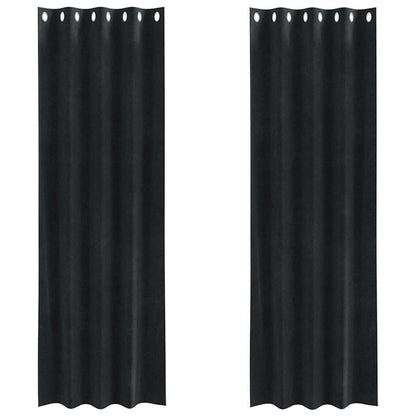 Cortinas com cortinas 2 pcs Preto 140 x 225 cm Veludo