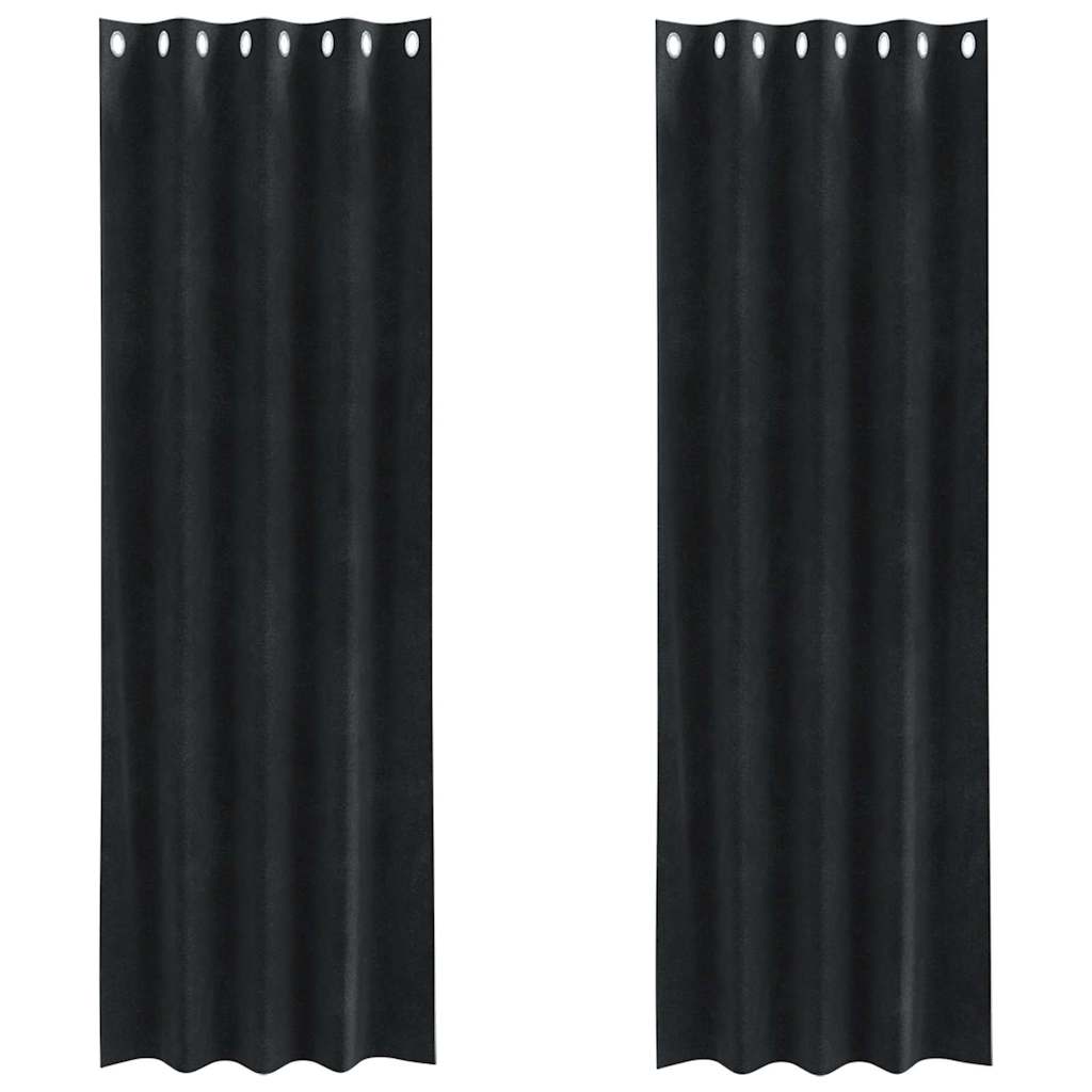 Cortinas com cortinas 2 pcs Preto 140 x 245 cm Veludo