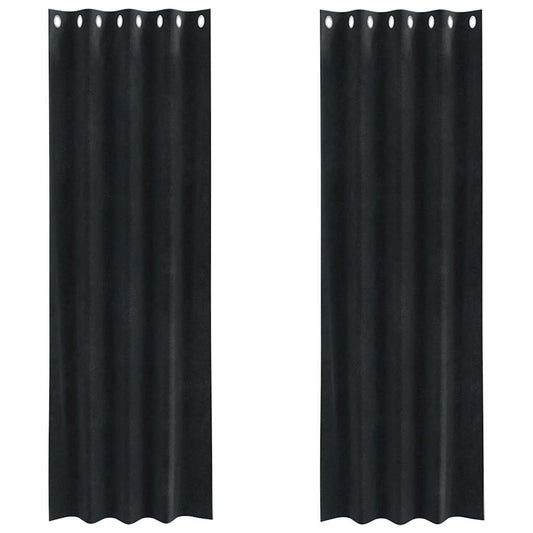 Cortinas com cortinas 2 pcs Preto 140 x 245 cm Veludo
