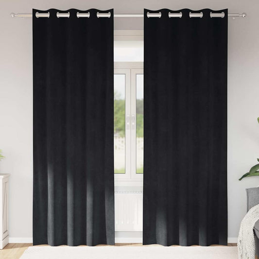 Cortinas com cortinas 2 pcs Preto 140 x 260 cm Veludo