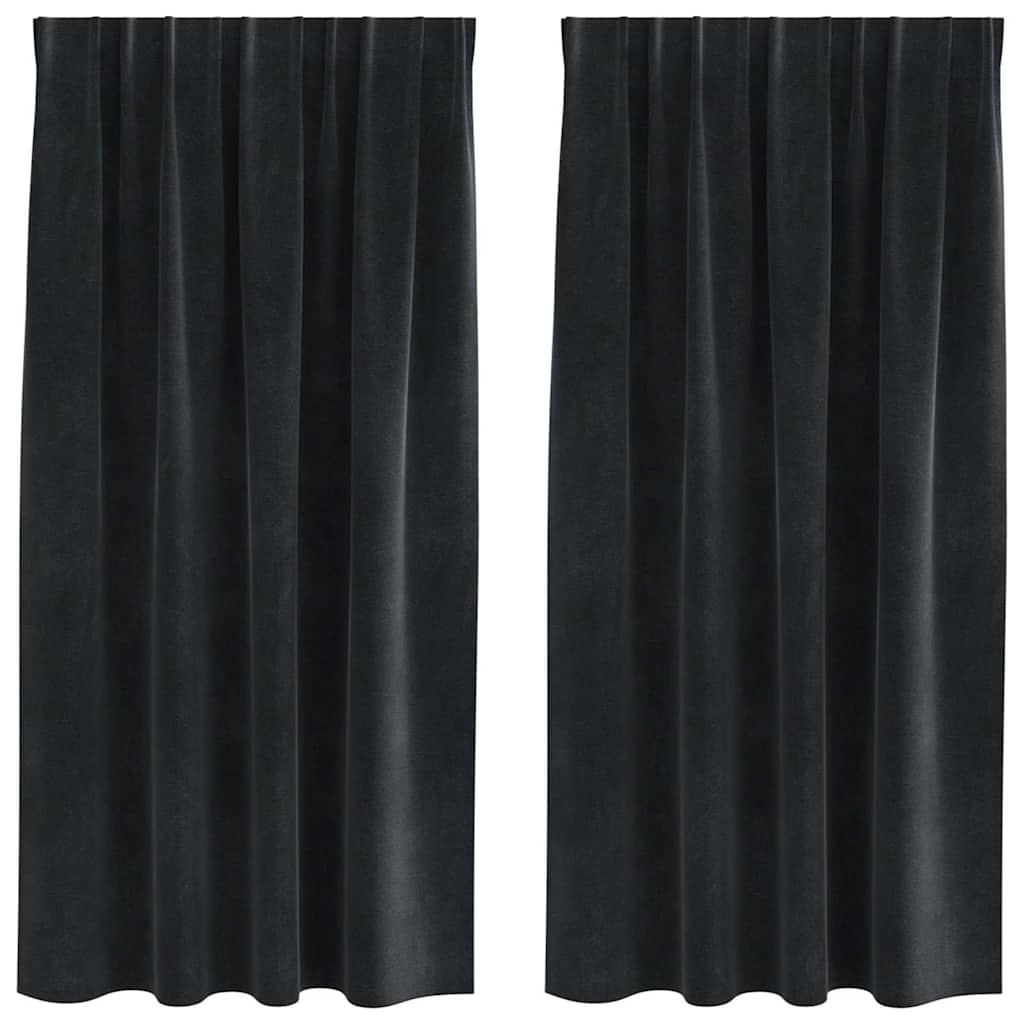 Cortinas com cortinas 2 pcs Preto 140 x 175 cm Veludo