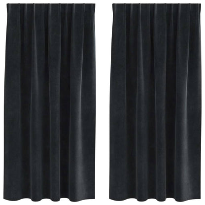Cortinas com cortinas 2 pcs Preto 140 x 175 cm Veludo