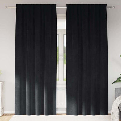 Cortinas com cortinas 2 pcs Preto 140 x 225 cm Veludo