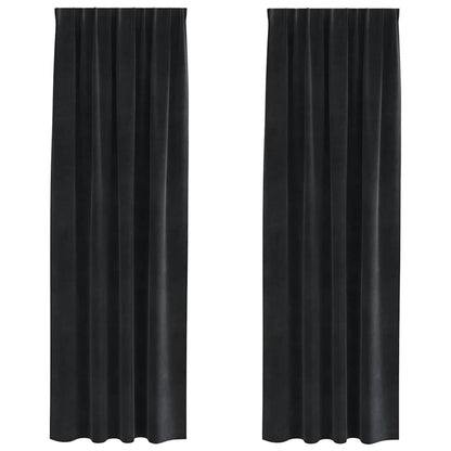 Cortinas com cortinas 2 pcs Preto 140 x 225 cm Veludo