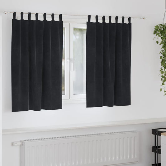 Cortinas com cortinas 2 pcs Preto 140 x 140 cm Veludo