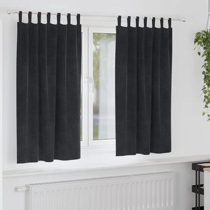 Cortinas com cortinas 2 pcs Preto 140 x 175 cm Veludo