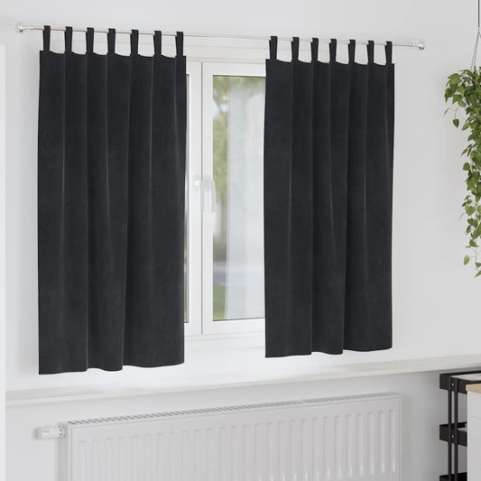 Cortinas com cortinas 2 pcs Preto 140 x 175 cm Veludo