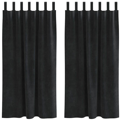 Cortinas com cortinas 2 pcs Preto 140 x 175 cm Veludo