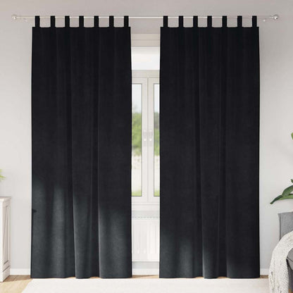 Cortinas com cortinas 2 pcs Preto 140 x 225 cm Veludo