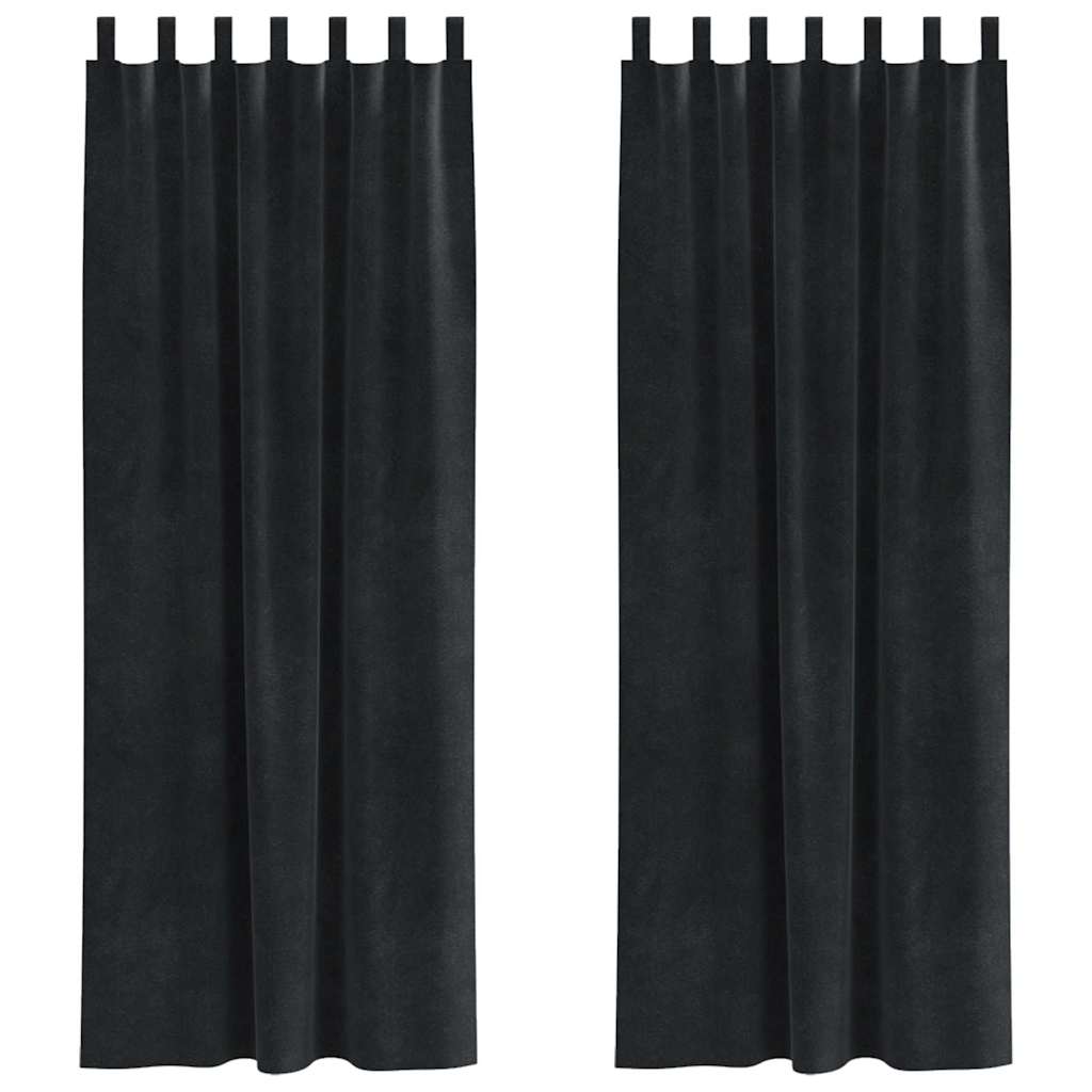 Cortinas com cortinas 2 pcs Preto 140 x 225 cm Veludo