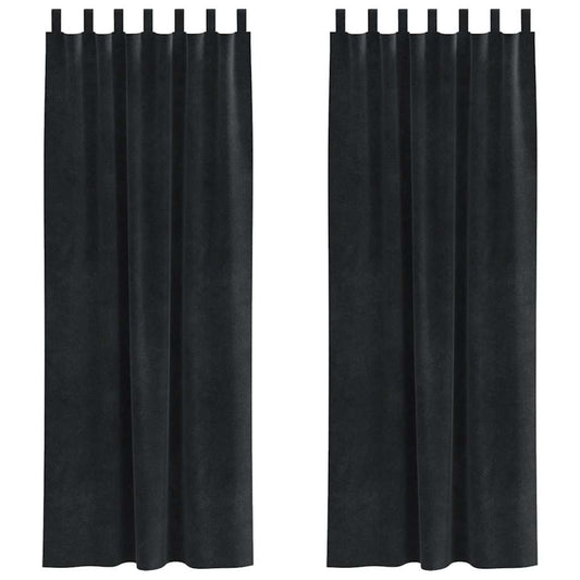 Cortinas com cortinas 2 pcs Preto 140 x 225 cm Veludo