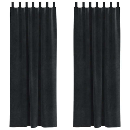 Cortinas com cortinas 2 pcs Preto 140 x 245 cm Veludo