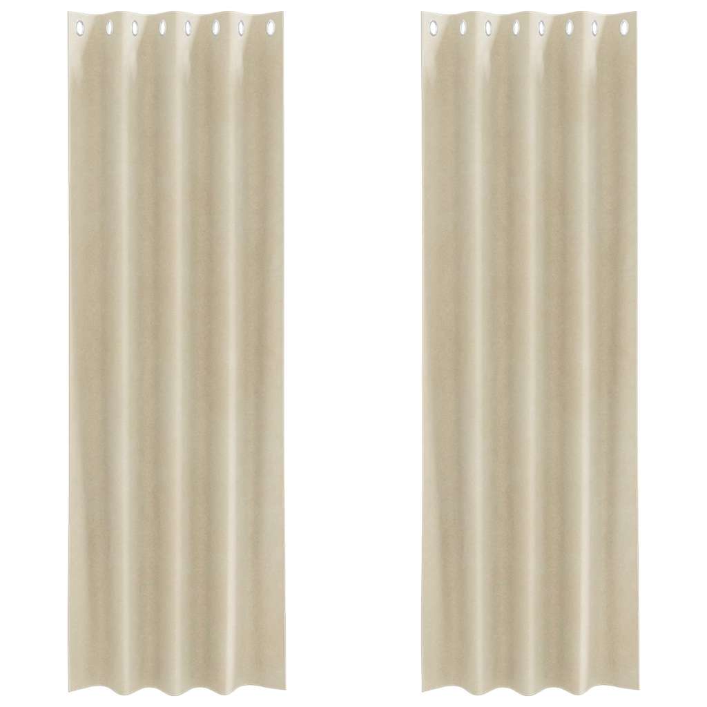 Cortinas com cortinas 2 pcs Creme 140 x 225 cm Veludo