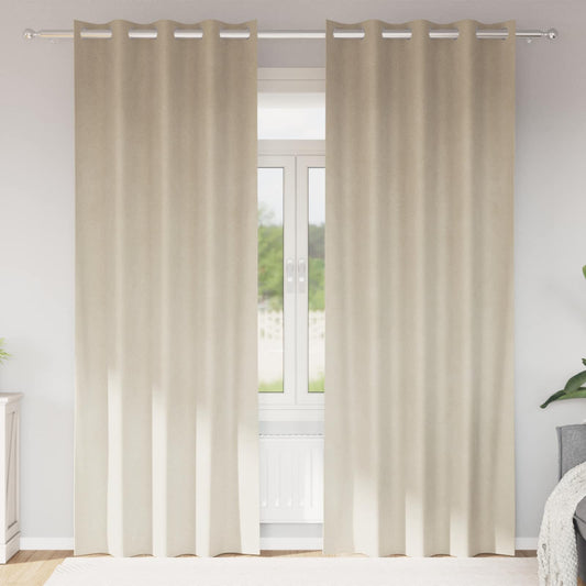 Cortinas opacas 2 pcs Creme 140 x 245 cm Veludo