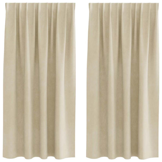 Cortinas com cortinas 2 pcs Creme 140 x 175 cm Veludo