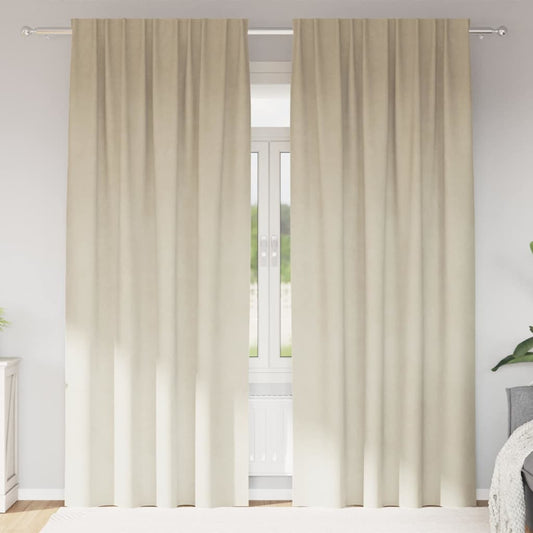 Cortinas com cortinas 2 pcs Creme 140 x 260 cm Veludo