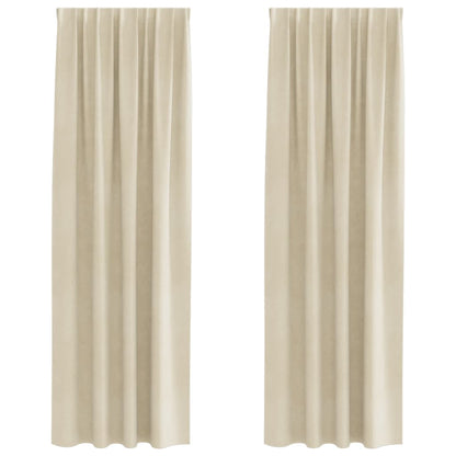 Cortinas com cortinas 2 pcs Creme 140 x 260 cm Veludo