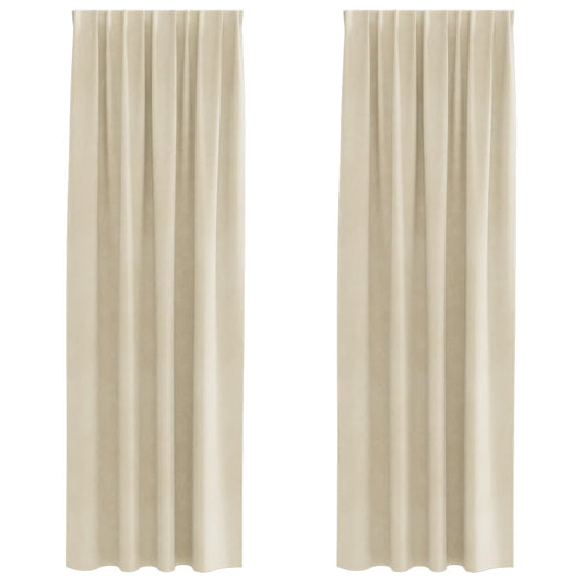 Cortinas com cortinas 2 pcs Creme 140 x 260 cm Veludo