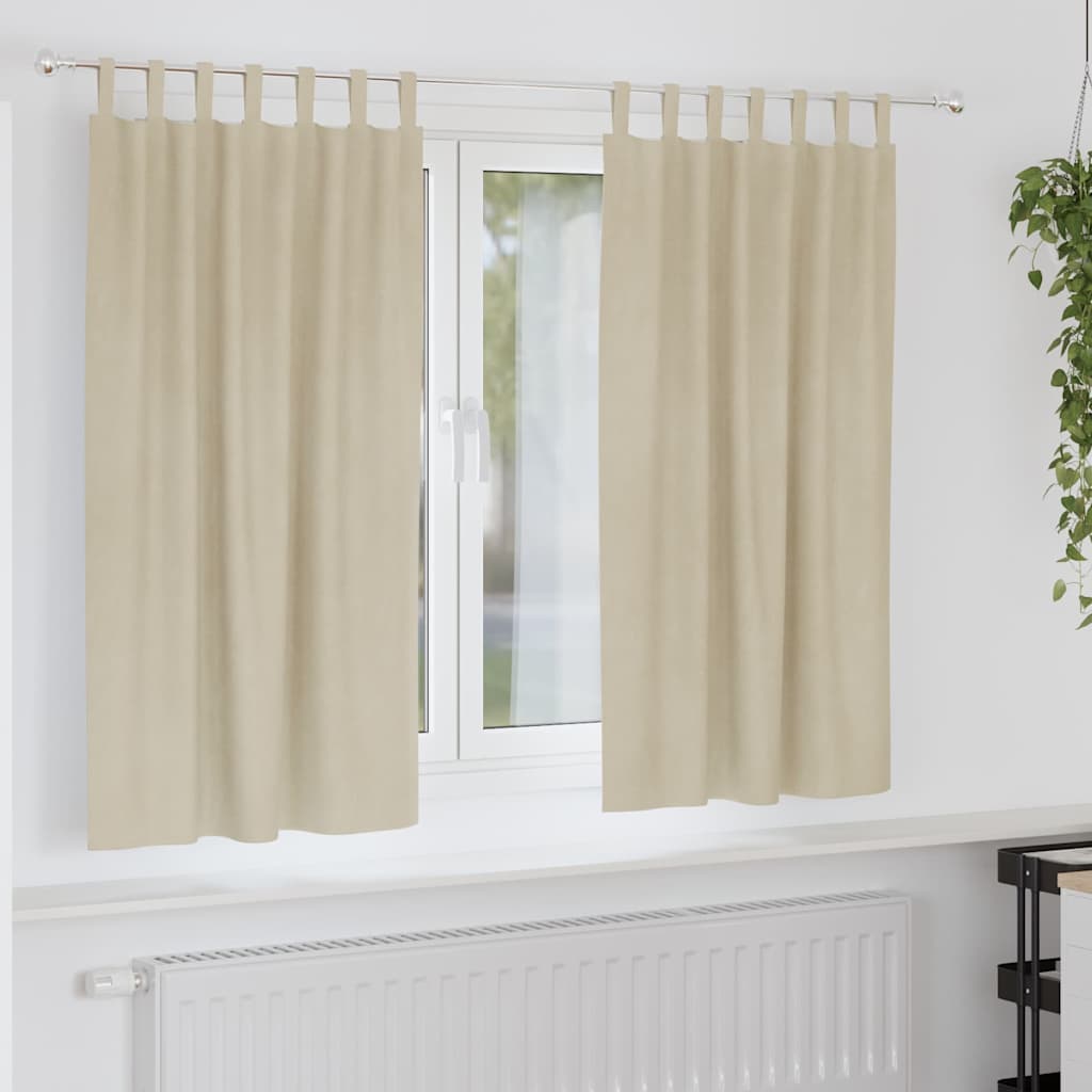 Cortinas com cortinas 2 pcs Creme 140 x 175 cm Veludo