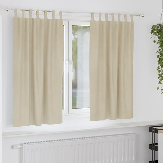 Cortinas com cortinas 2 pcs Creme 140 x 175 cm Veludo