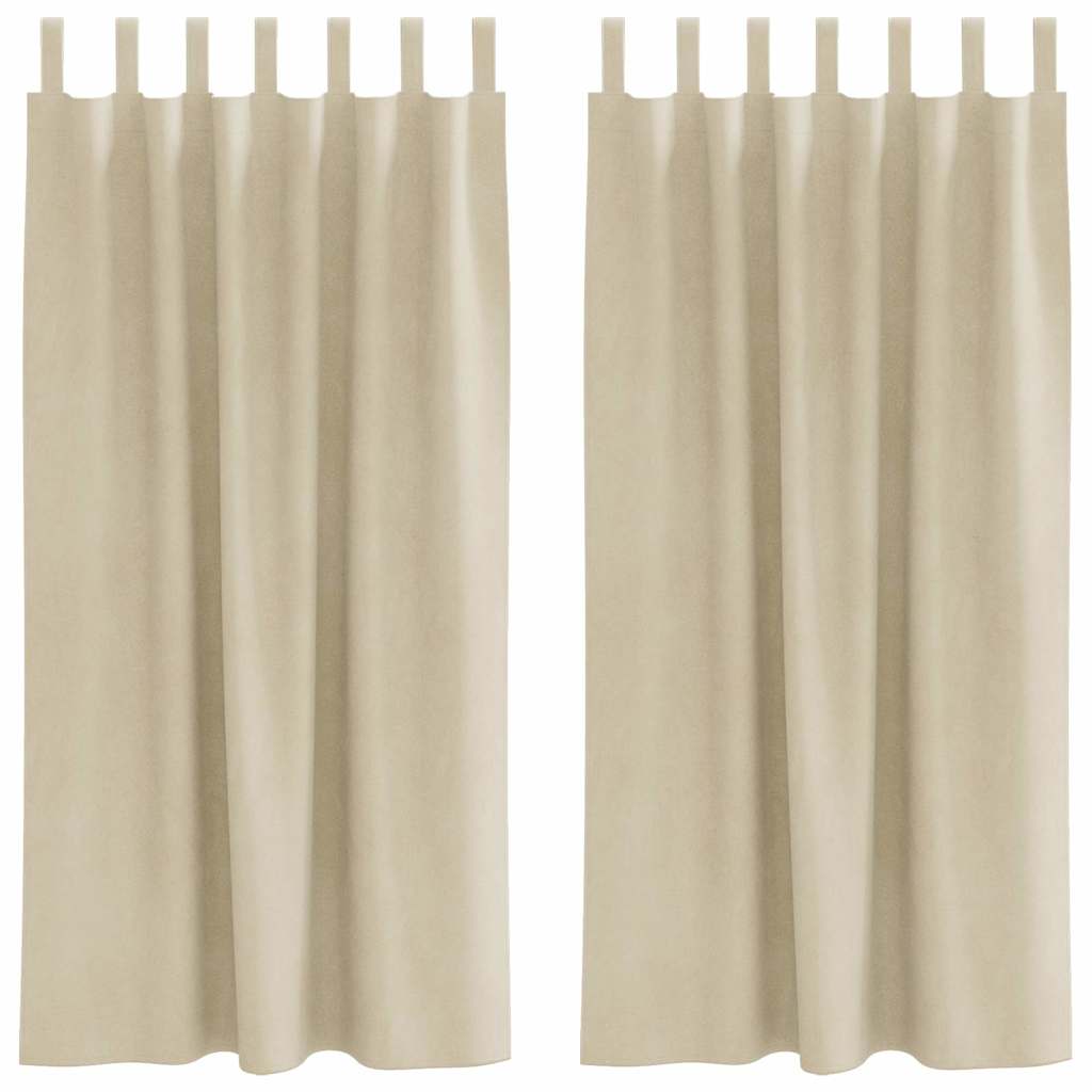Cortinas com cortinas 2 pcs Creme 140 x 175 cm Veludo