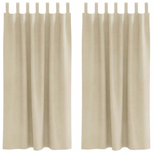 Cortinas com cortinas 2 pcs Creme 140 x 175 cm Veludo