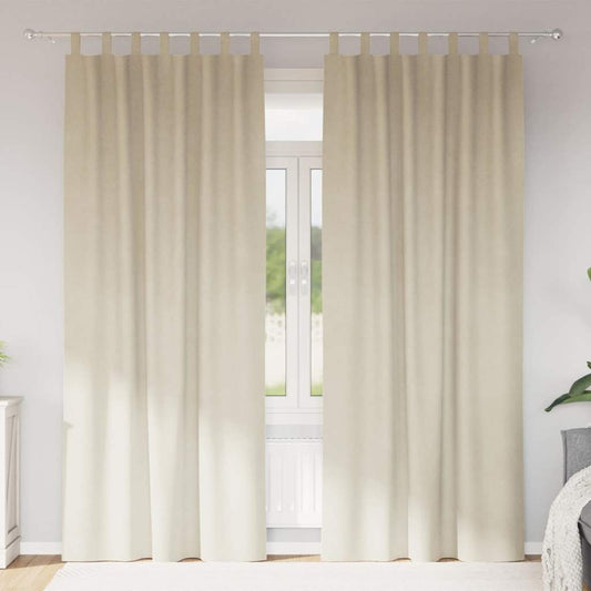 Cortinas com cortinas 2 pcs Creme 140 x 225 cm Veludo