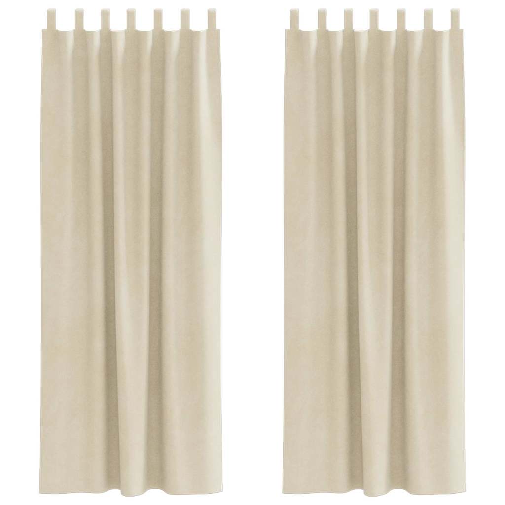 Cortinas com cortinas 2 pcs Creme 140 x 225 cm Veludo