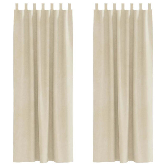Cortinas com cortinas 2 pcs Creme 140 x 245 cm Veludo