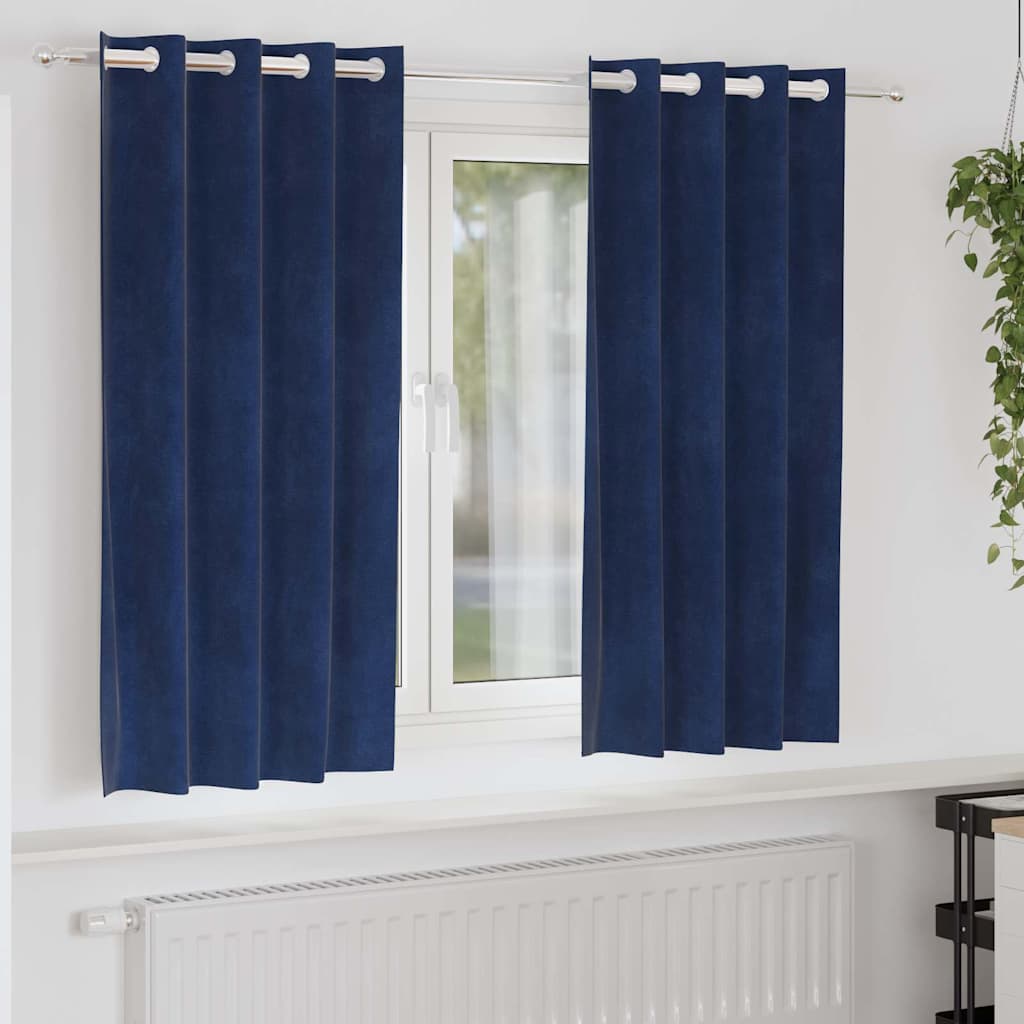 Cortinas com cortinas 2 pcs Azul escuro 140 x 175 cm Veludo