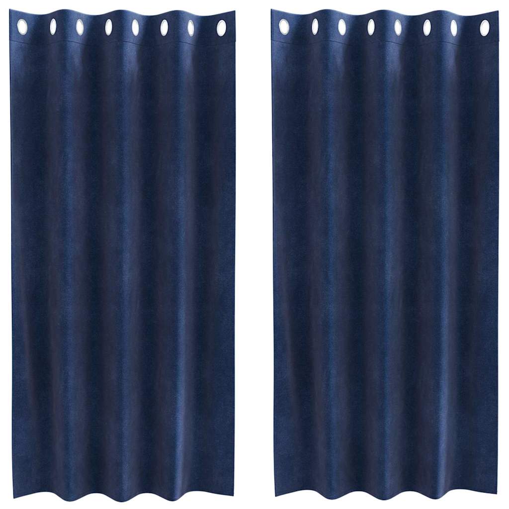 Cortinas com cortinas 2 pcs Azul escuro 140 x 175 cm Veludo