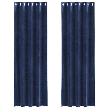Cortinas com cortinas 2 pcs Azul escuro 140 x 225 cm Veludo