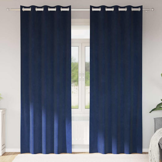 Cortinas com cortinas 2 pcs Azul escuro 140 x 245 cm Veludo