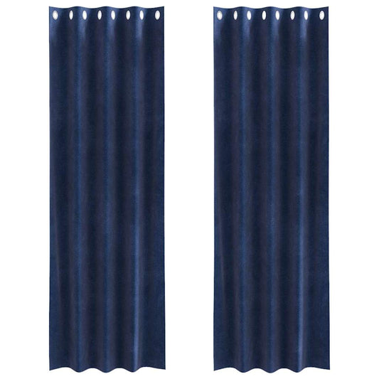 Cortinas com cortinas 2 pcs Azul escuro 140 x 260 cm Veludo