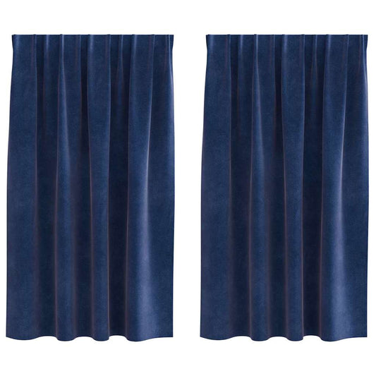 Cortinas com cortinas 2 pcs Azul Escuro 140 x 175 cm Veludo
