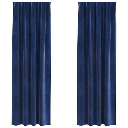 Cortinas com cortinas 2 pcs Azul escuro 140 x 225 cm Veludo