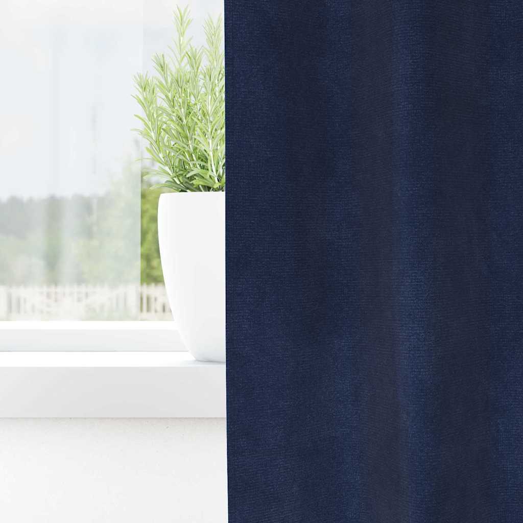 Cortinas com cortinas 2 pcs Azul escuro 140 x 245 cm Veludo