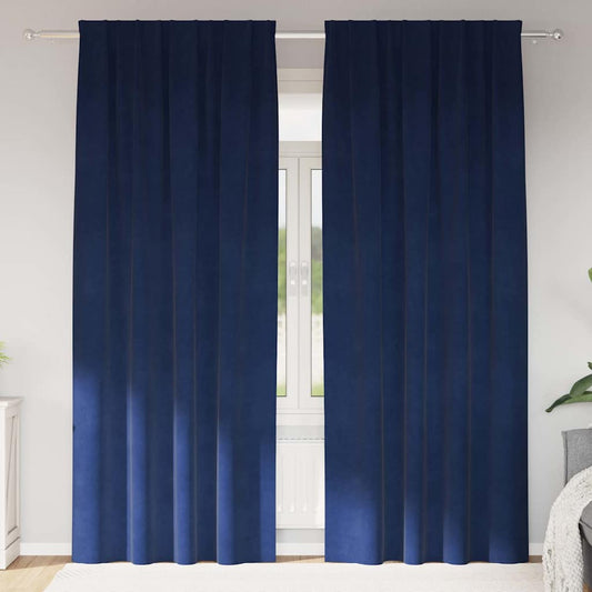Cortinas com cortinas 2 pcs Azul escuro 140 x 245 cm Veludo
