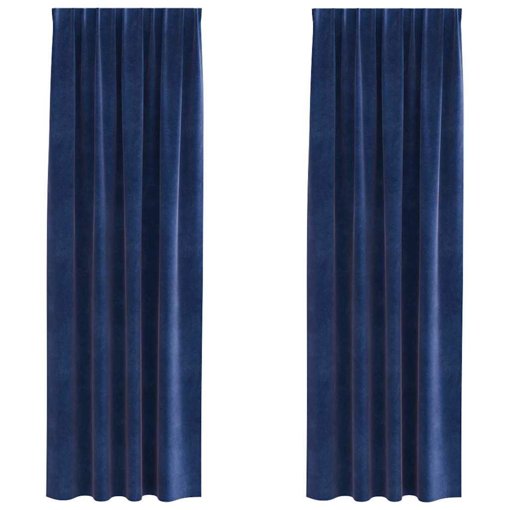 Cortinas com cortinas 2 pcs Azul escuro 140 x 245 cm Veludo