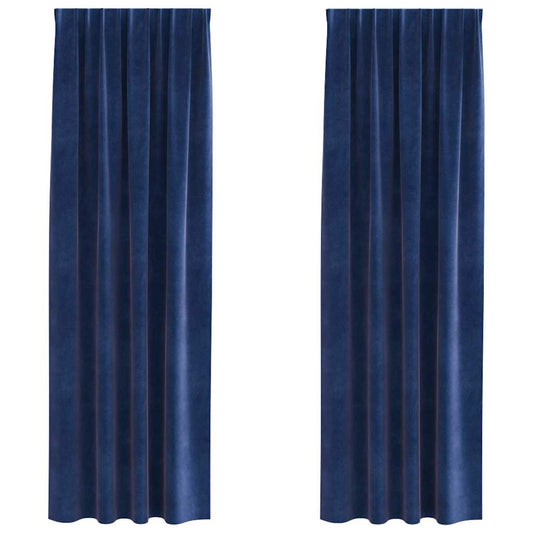 Cortinas com cortinas 2 pcs Azul escuro 140 x 245 cm Veludo