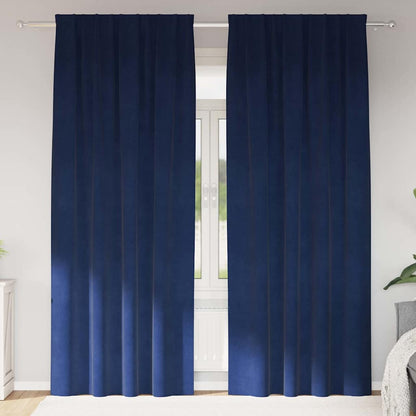 Cortinas com cortinas 2 pcs Azul escuro 140 x 260 cm Veludo