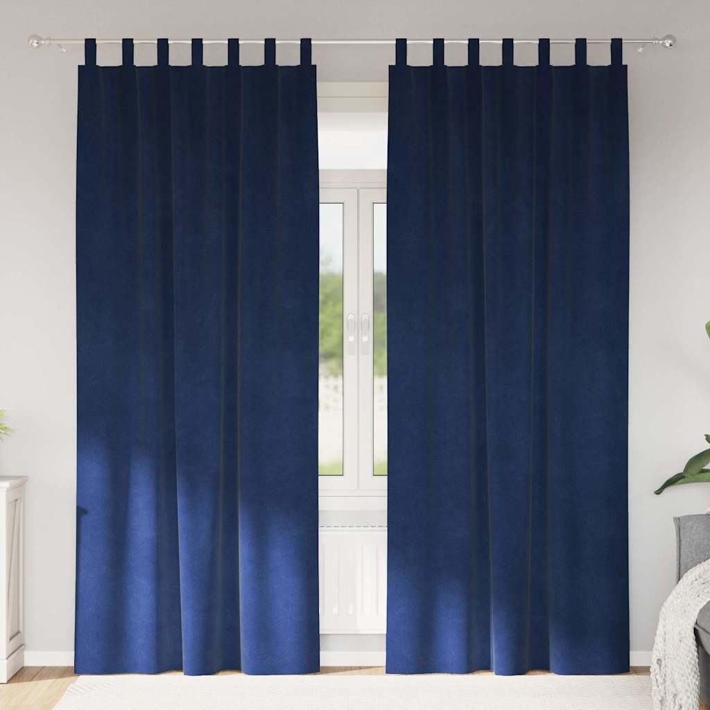 Cortinas opacas 2 pcs Azul Escuro 140 x 225 cm Veludo
