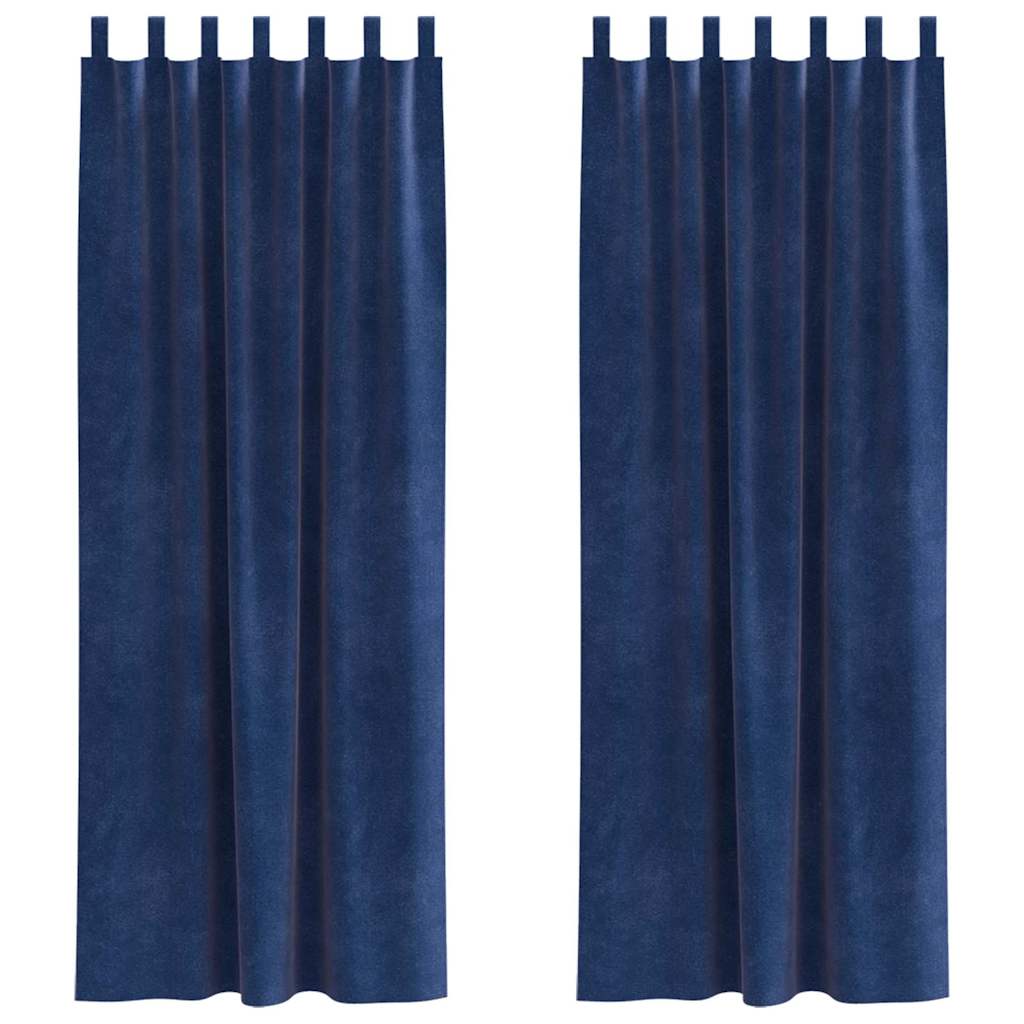 Cortinas com cortinas 2 pcs Azul escuro 140 x 245 cm Veludo