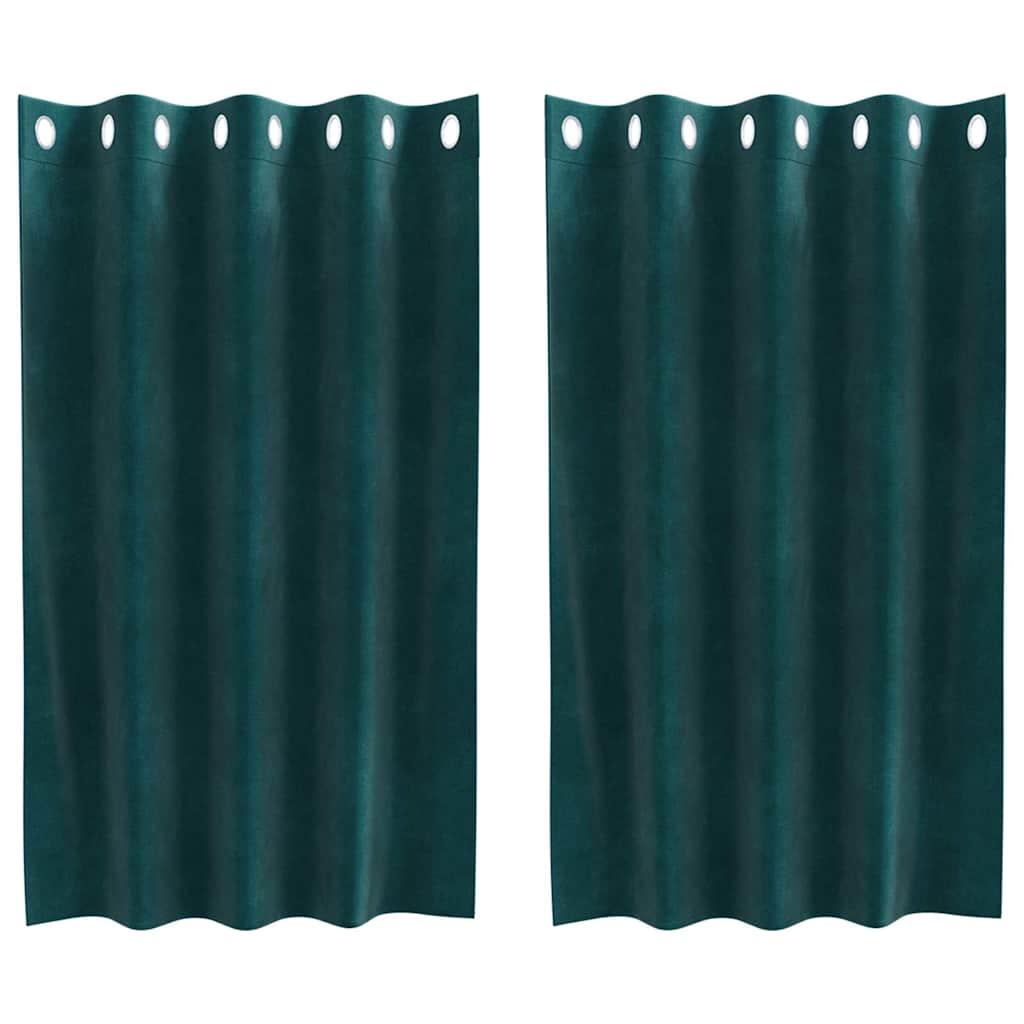 Cortinas com cortinas 2 pcs Verde-escuro 140 x 140 cm Veludo