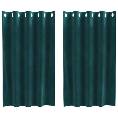 Cortinas com cortinas 2 pcs Verde-escuro 140 x 140 cm Veludo