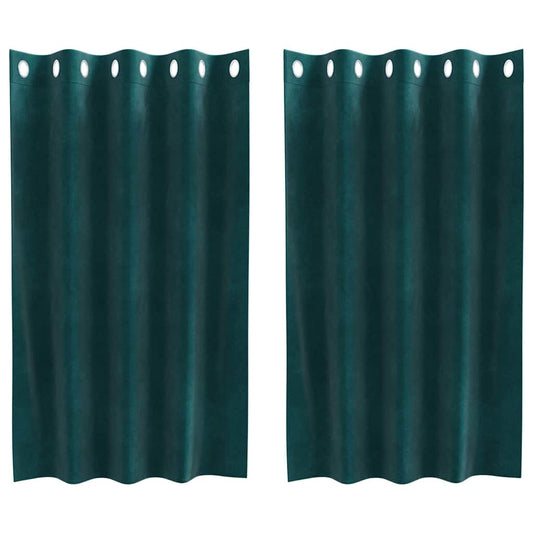 Cortinas com cortinas 2 pcs Verde-escuro 140 x 140 cm Veludo